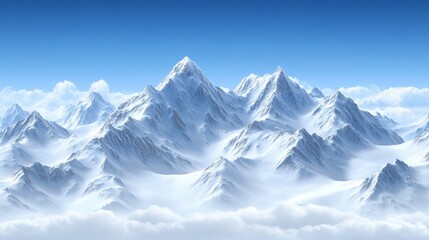 Fototapeta premium Majestic snow-capped Himalayan mountain range piercing a sea of clouds