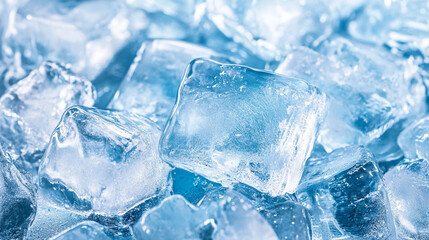 Close up ice cube background, winter blue ice cube texture background.