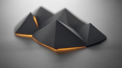 Dynamic geometric shapes with illuminated edges creative studio 3d render modern aesthetics minimalist view
