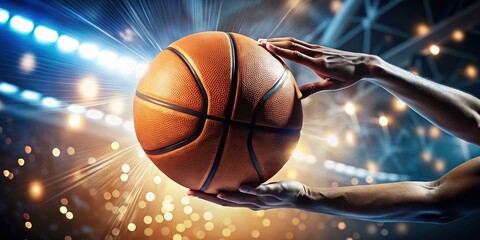 Overhead Basketball Pass: Blurred Background Action Shot
