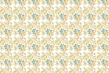 ethnic vintage floral seamless pattern with botanical ikat motifs for fabric and wallpaper all over repeat flower blossom traditional design texture