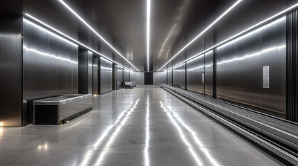 Fototapeta premium Sleek Modern Metallic Corridor Interior Design