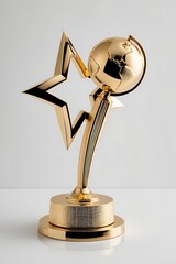 A gold trophy with a pattern of stars on it