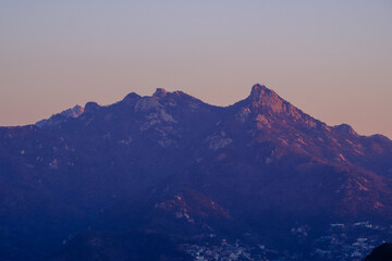 Scenic view of Seoul against sky during sunrise