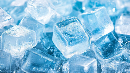 Realistic ice cubes block composition with empty space surrounded, Ice cubes background.