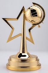 A golden trophy with a pattern of star on it