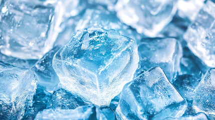 Obraz premium Realistic ice cubes block composition with empty space surrounded, Ice cubes background.