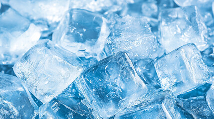 Realistic ice cubes block composition with empty space surrounded, Ice cubes background.