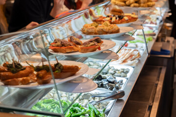 typical tapas bar, Santiago de Compostela, province of La Coruña, Galicia,