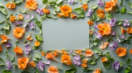 Floral Frame with Blank Paper