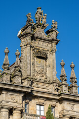 Monastery of San Martín Pinario, Benedictine, founded in the 10th century, Facade from Azabachería (Plaza de la Inmaculada), Santiago de Compostela, province of La Coruña, Galicia,