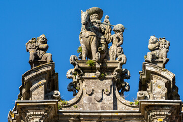 Monastery of San Martín Pinario, Benedictine, founded in the 10th century, Facade from Azabachería (Plaza de la Inmaculada), Santiago de Compostela, province of La Coruña, Galicia,