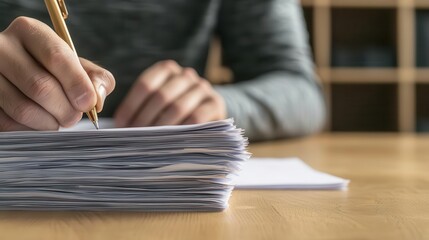 Teacher grading papers late at night, providing detailed feedback to help students improve, perseverance, determination, patience