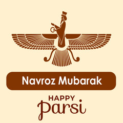 Happy Parsi New Year Vector Illustration. Navroz Mubarak Greeting Card Design.
