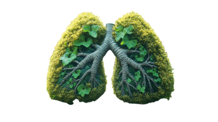  Lungs with Green Plants and Herbs as a Symbol of Nature Creating Oxygen