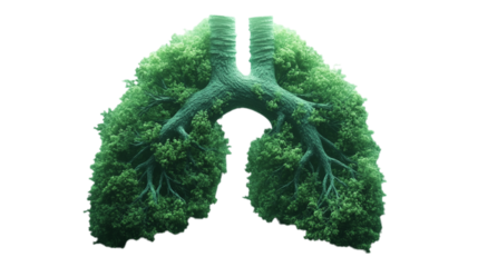  Lungs with Green Plants and Herbs as a Symbol of Nature Creating Oxygen