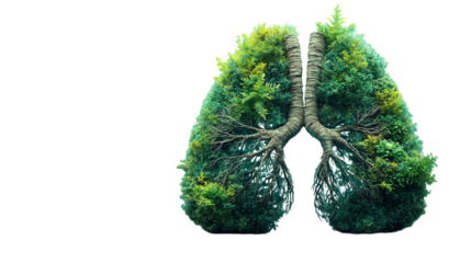  Lungs with Green Plants and Herbs as a Symbol of Nature Creating Oxygen