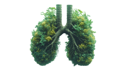  Lungs with Green Plants and Herbs as a Symbol of Nature Creating Oxygen