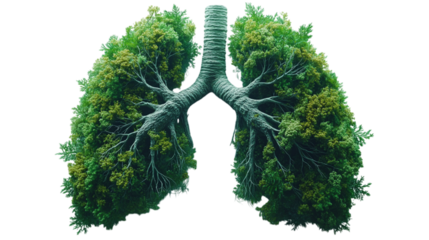 Lungs with Green Plants and Herbs as a Symbol of Nature Creating Oxygen