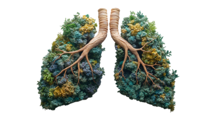  Lungs with Green Plants and Herbs as a Symbol of Nature Creating Oxygen
