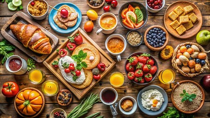 Panoramic Breakfast Feast: Delicious Food Photography