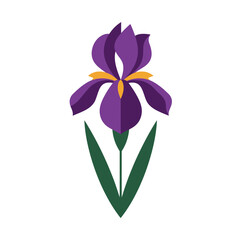 Minimalist Mid Century Modern Flower Vector Illustration on White Background.