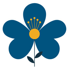 Minimalist Mid Century Modern Flower Vector Illustration on White Background.