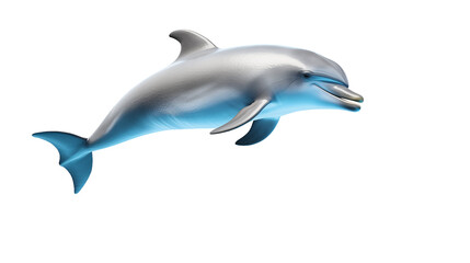 Beautiful realistic dolphin swimming on a transparent background