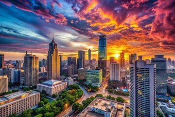 Fototapeta premium Panoramic Cityscape: Modern Architecture and Urban Skyline