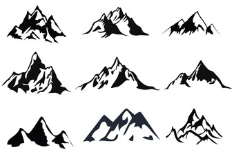Mountain Silhouette Vector Illustration collection set