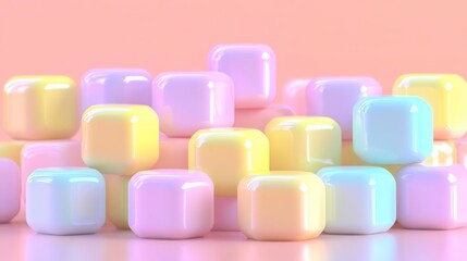 Colorful pastel cube arrangement studio setting digital art soft color palette aesthetic concept