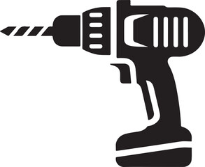 Powerful Cordless Drill Silhouette Illustration for DIY Projects