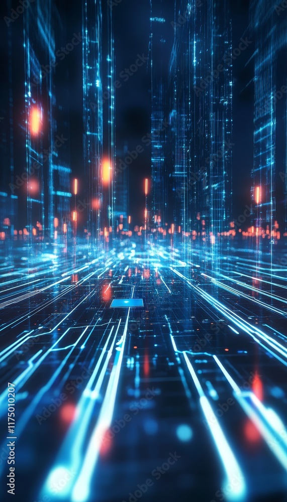 Poster concept of digital data storage illustrated with dynamic lightning bolt graphics