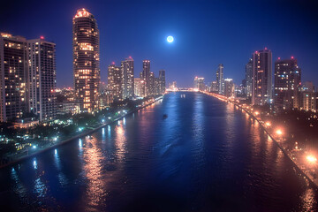 Fototapeta premium Night Cityscape Illustration