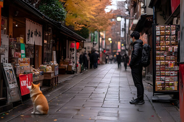 Obraz premium Autumn Street Dog Photo