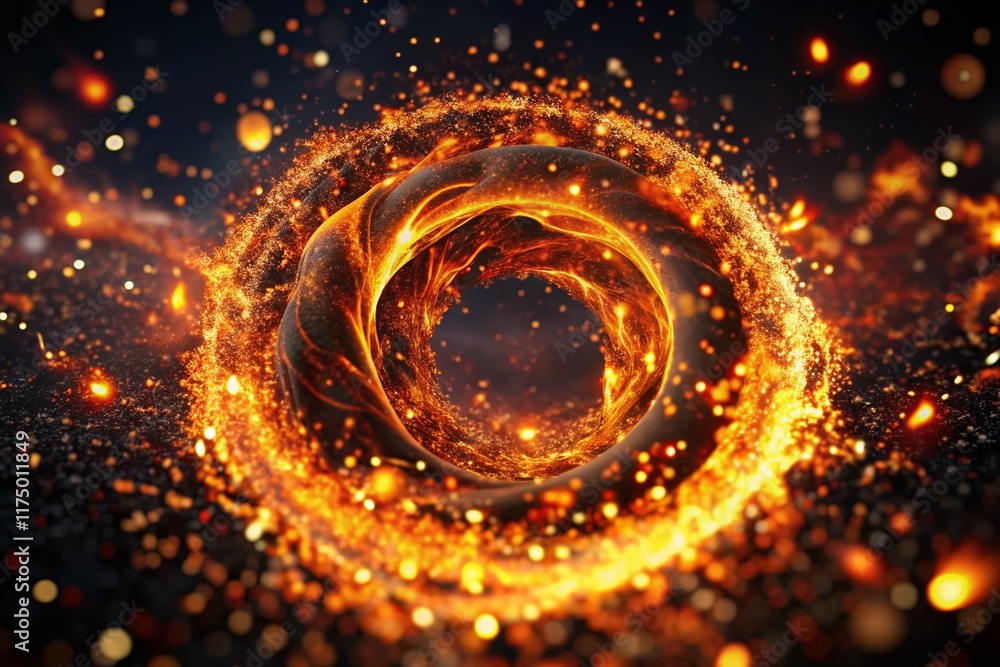 Poster glowing ember particles loop animation: abstract fire background stock photo