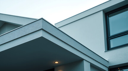 Fototapeta premium Modern Building Exterior: Overhang, Fascia, and Window Details