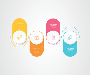 Thin line process business infographic with square template. Vector illustration. Process timeline with 4 options, steps or sections.