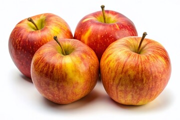 Panoramic Image: Four Juicy Braeburn Apples on White