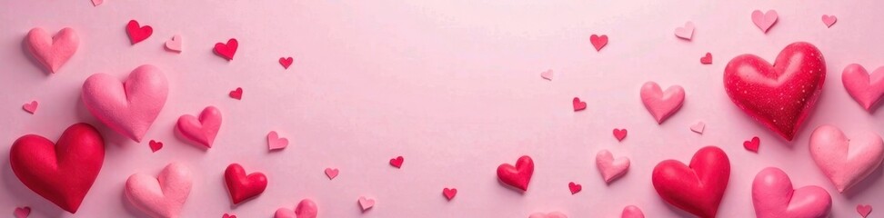 Obraz premium Delicate pink hearts pattern, romantic Valentine's backdrop , romance, gentle