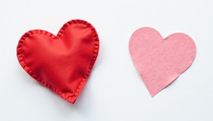Obraz premium Top view of a single red felt heart against a pure white background , simple, affection