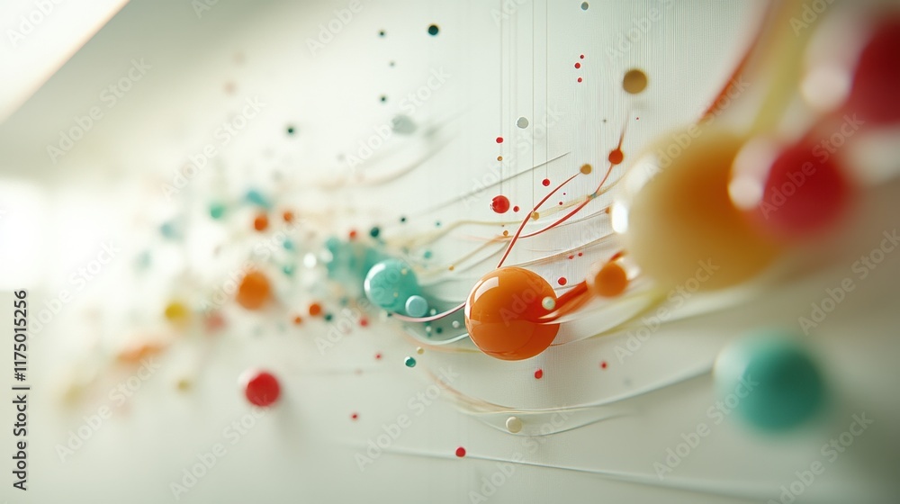 Aufkleber colorful spheres interconnected by delicate strands create a dynamic abstract visual. ideal for webs