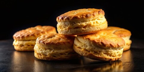 Golden Crusty Biscuits, Night Photography, Isolated PNG Cutout