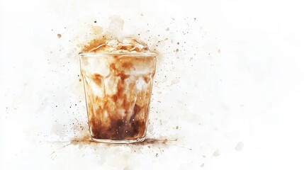 Artistic set of coffee beans and coffee cup drinks isolated on white background,hand-drawn vector,hot coffee drinks,cafe shop,modern flat design,Fashionable and cute coffee motif concept.