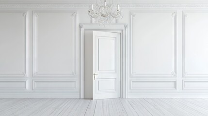 Fototapeta premium A luxurious living space with a statement chandelier and blank white walls