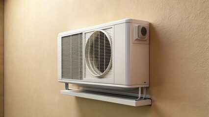 Fototapeta premium Efficient wall-mounted air conditioner for home installation, delivering superior interior climate control and cooling.