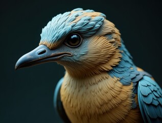 Stunning Ornate Blue and Orange Bird Portrait Captured in Detailed Macro Photography