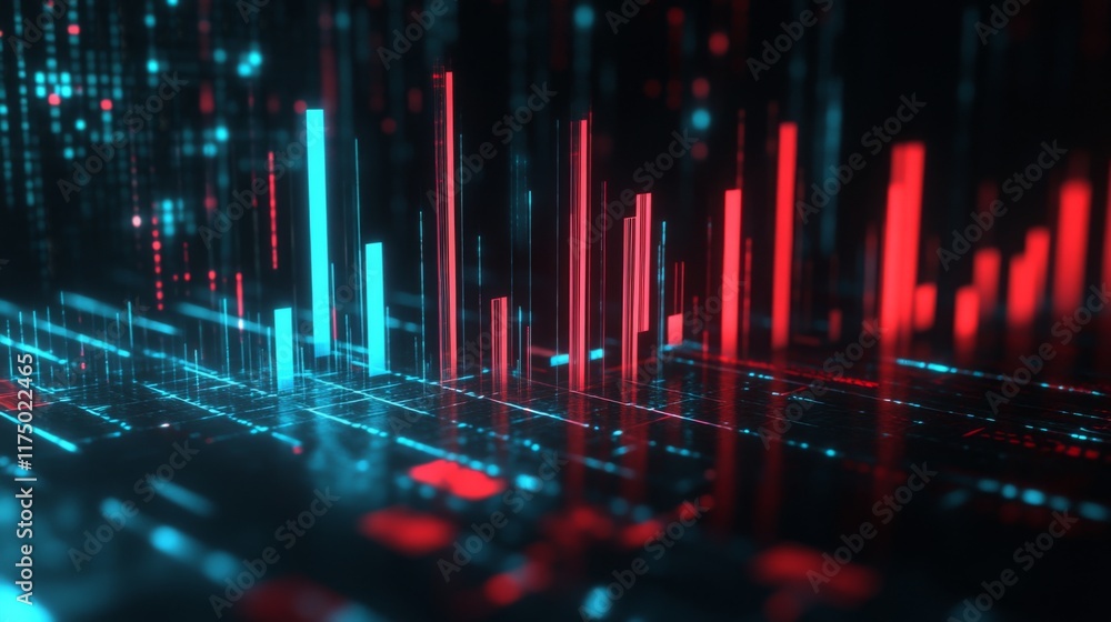 Aufkleber a professional d bar graph with smooth, glossy bars in shades of red and blue, showing the increasin