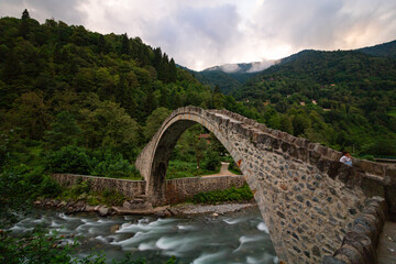 Senyuva Bridge on the Firtina River in Rize Turkey. Visit Turkey background