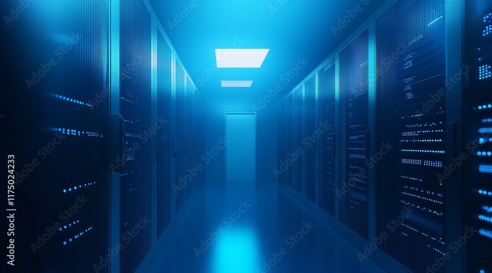 Aufkleber abstract server room background featuring high speed computers and cloud technology in blue hue